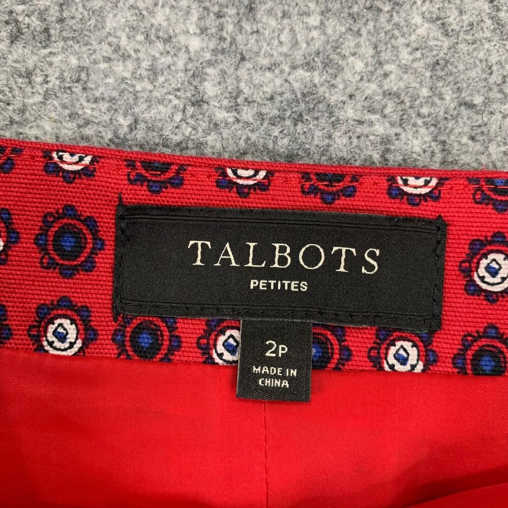 Talbots Skirt Womens 2P Petites Multi Cotton Blend Straight Side Zip Inner Lined - Picture 6 of 10